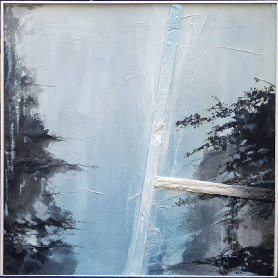 Cités perdues, Après l’orage - 60x60cm - tech. mixte sur bois 2019 - Alain Rebord