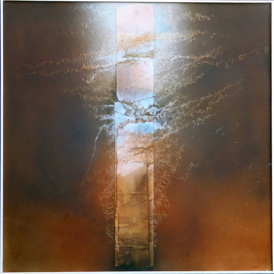 Passage 19 - tech. mixte sur bois - 80x80 cm - Alain Rebord - 2019